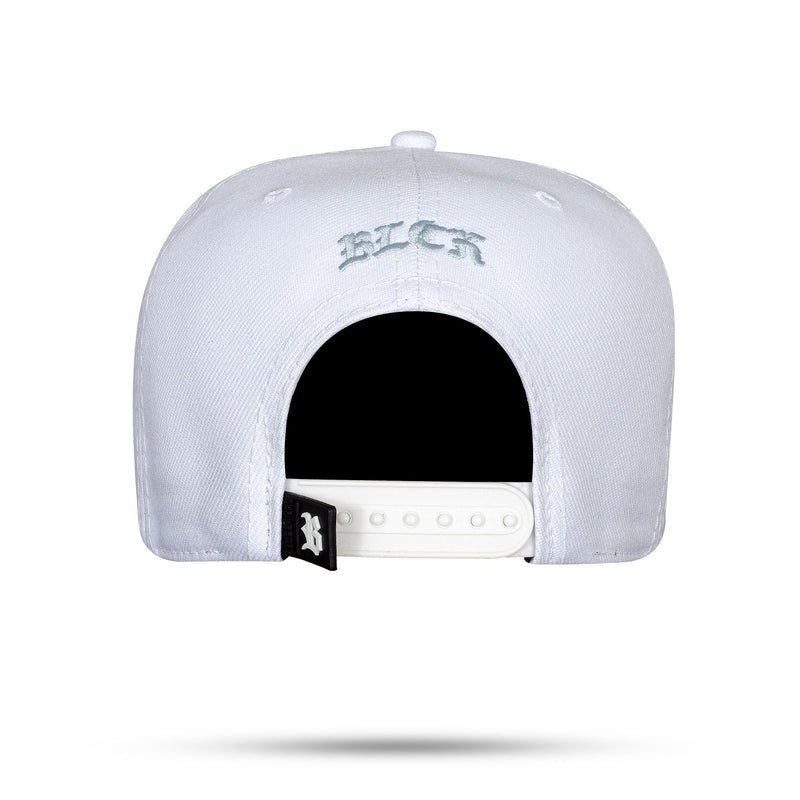 Boné Branco Snapback Alto Relevo Azul Claro N1