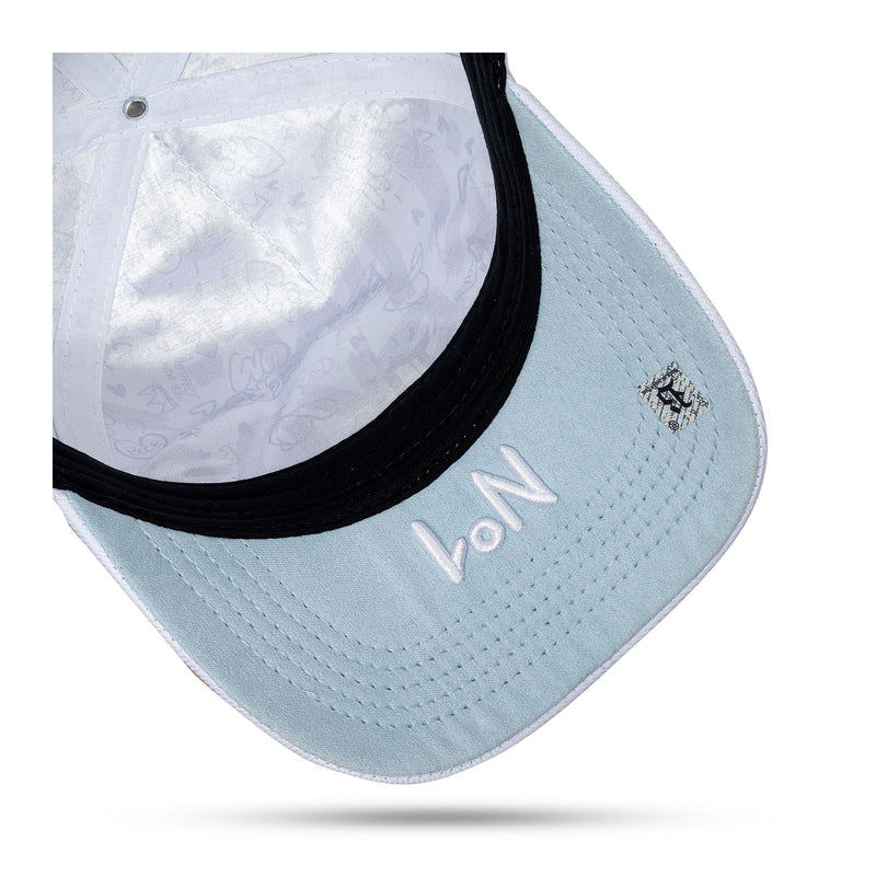 Boné Branco Snapback Alto Relevo Azul Claro N1