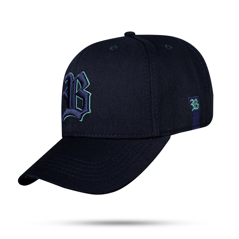 Boné Azul Marinho Snapback Alto Relevo Contour Verde Água