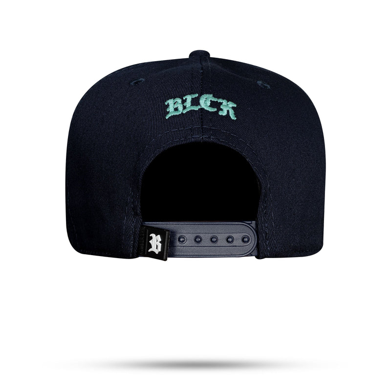 Boné Azul Marinho Snapback Alto Relevo Contour Verde Água