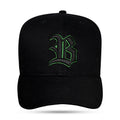 Boné Preto Snapback Alto Relevo Contour Verde