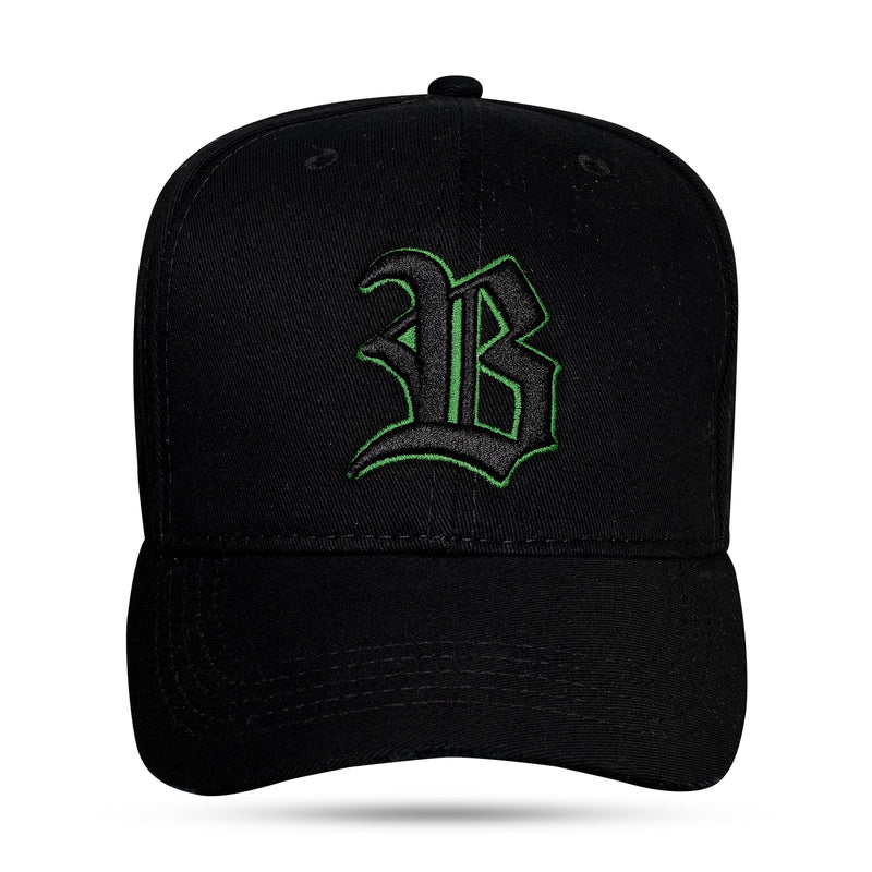 Boné Preto Snapback Alto Relevo Contour Verde