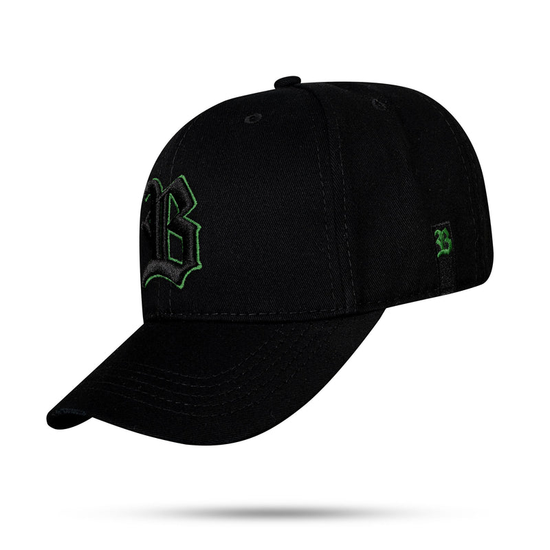 Boné Preto Snapback Alto Relevo Contour Verde