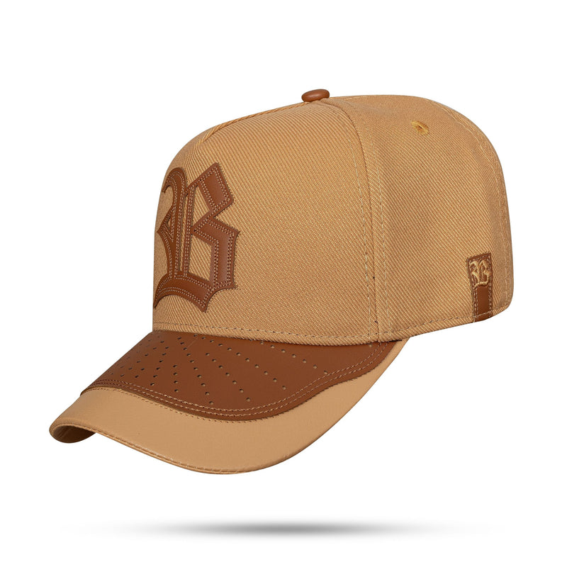 Boné Caramelo Snapback Aba Leather Perforated