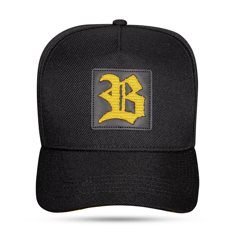 Boné Preto Snapback Square Amarelo