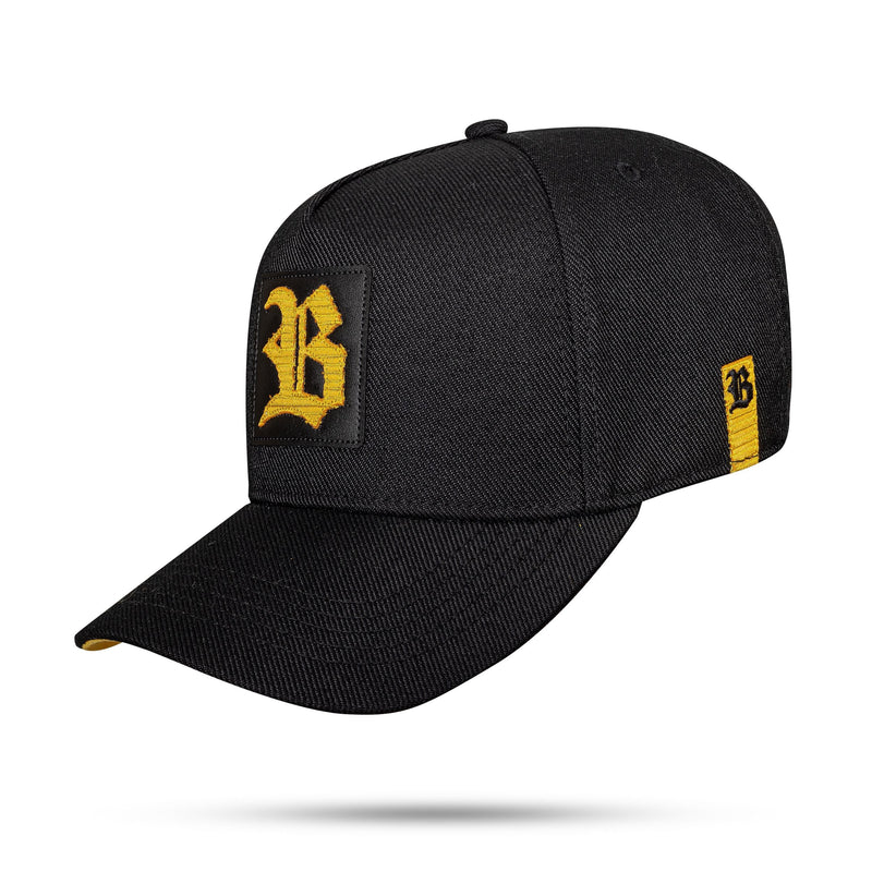 Boné Preto Snapback Square Amarelo