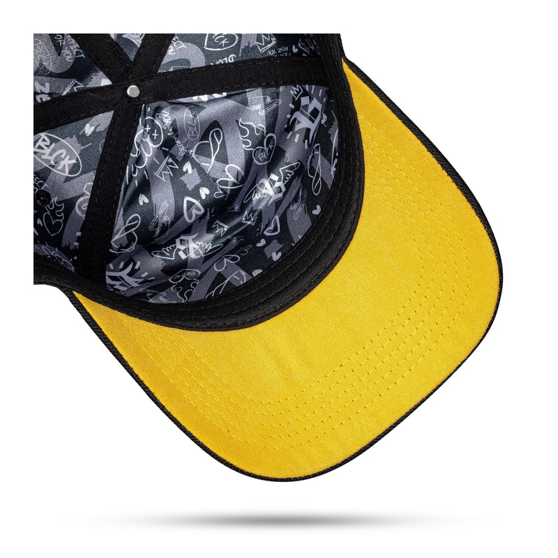 Boné Preto Snapback Square Amarelo