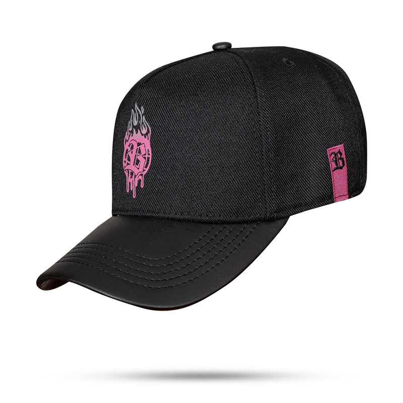 Boné Preto Snapback Fire Globe Pink