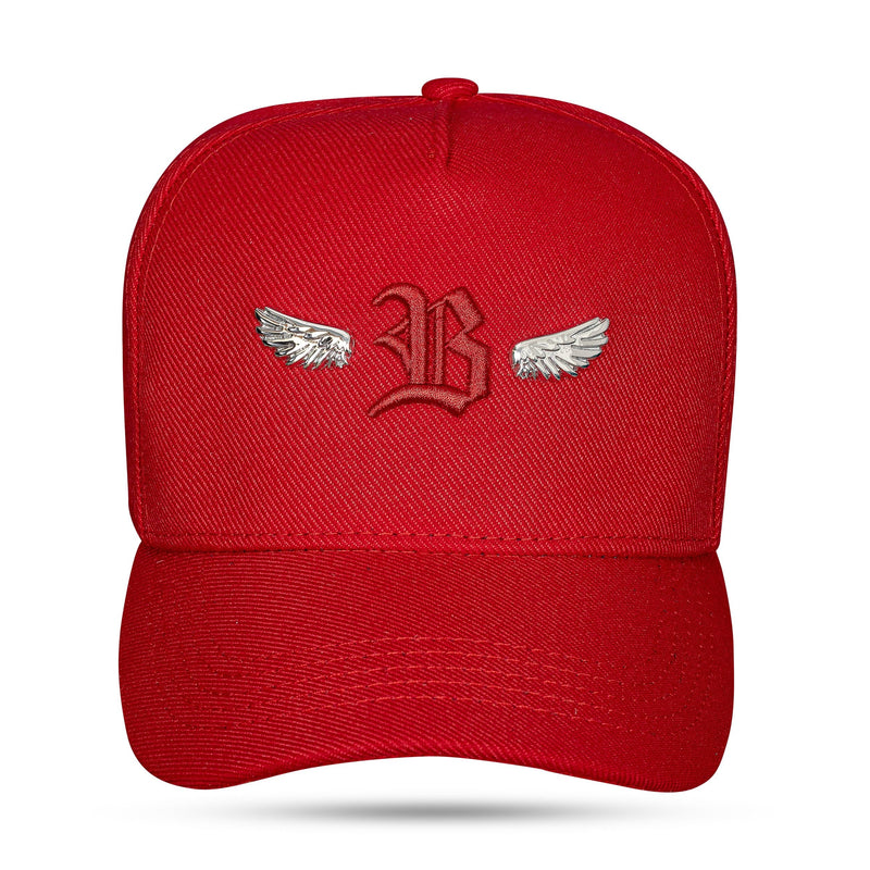 Boné Vermelho Snapback B Wings Prata