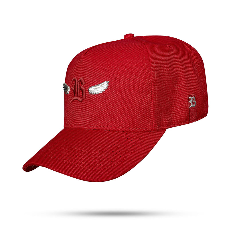 Boné Vermelho Snapback B Wings Prata