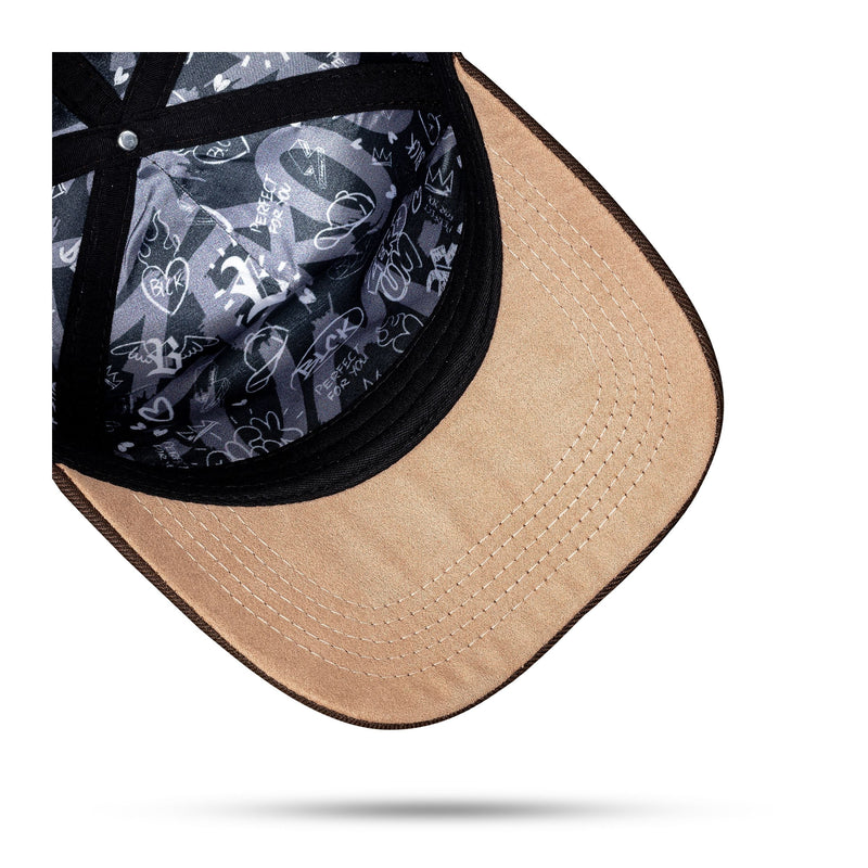 Boné Marrom Café Snapback Logo Suede Bege