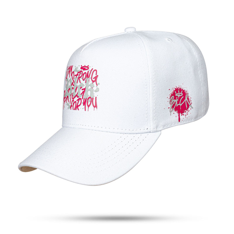 Boné Branco Snapback Strong Rosa