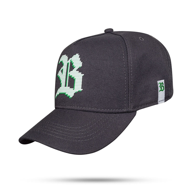 Boné Cinza Grafite Snapback Craft Verde