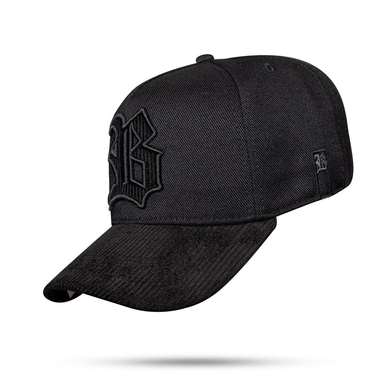 Boné All Black Snapback Aba Cotelê