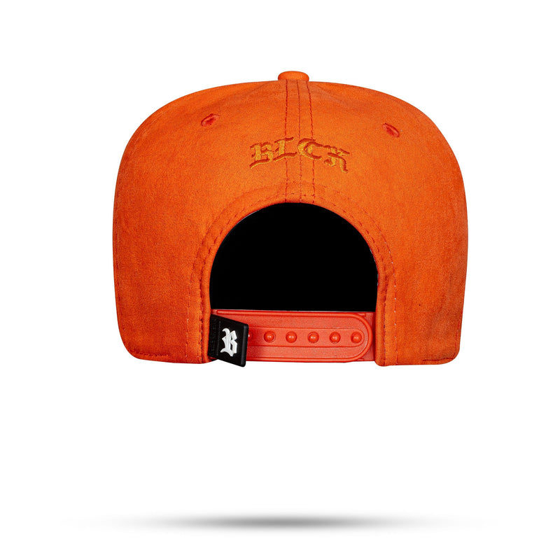 Boné Laranja Snapback Suede Alto Relevo Preto