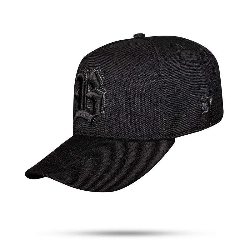 Boné Preto Snapback Alto Relevo Lines Cinza