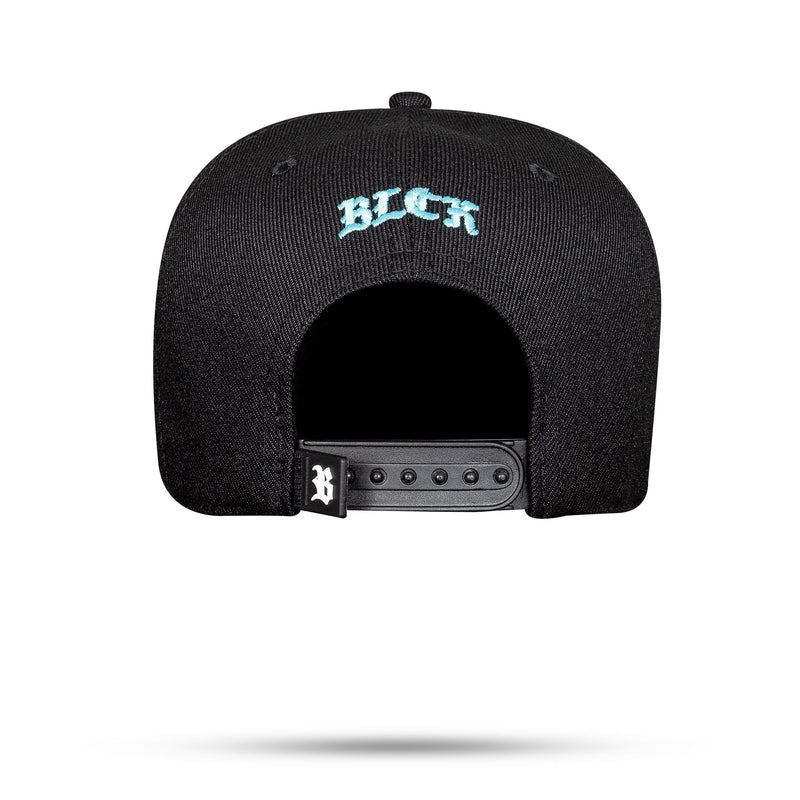 Boné Preto Snapback Alto Relevo Lines Azul