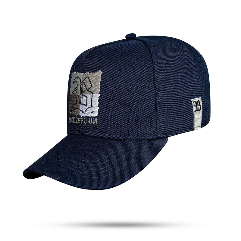 Boné Azul Marinho Snapback Xadrez Zero Um Cinza