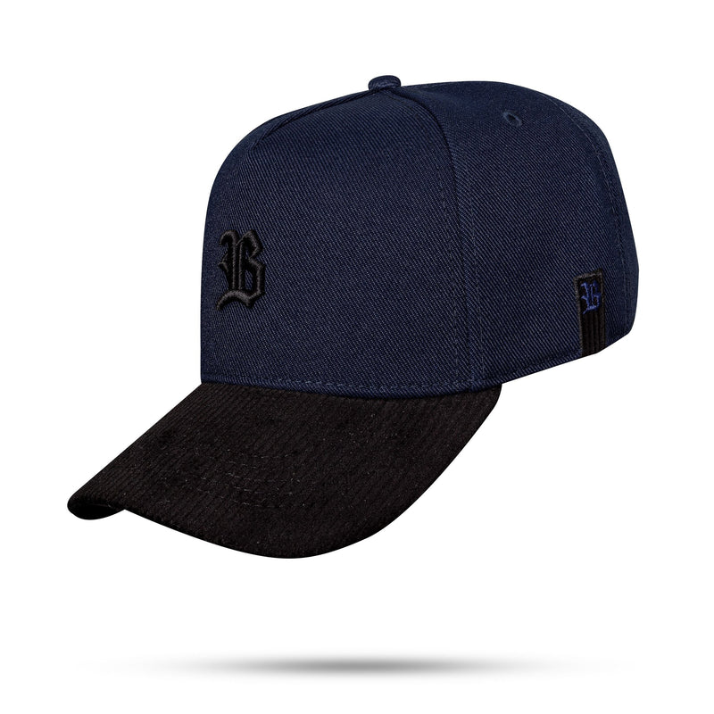 Boné Azul Marinho Snapback Aba Cotelê