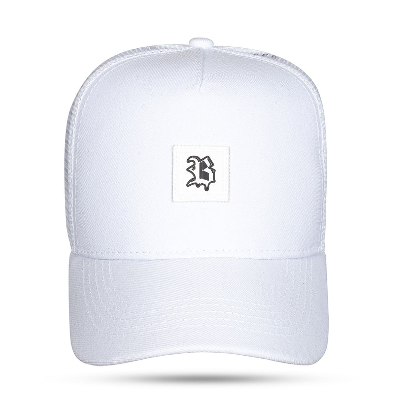 Boné Branco Snapback Trucker Logo B Preto