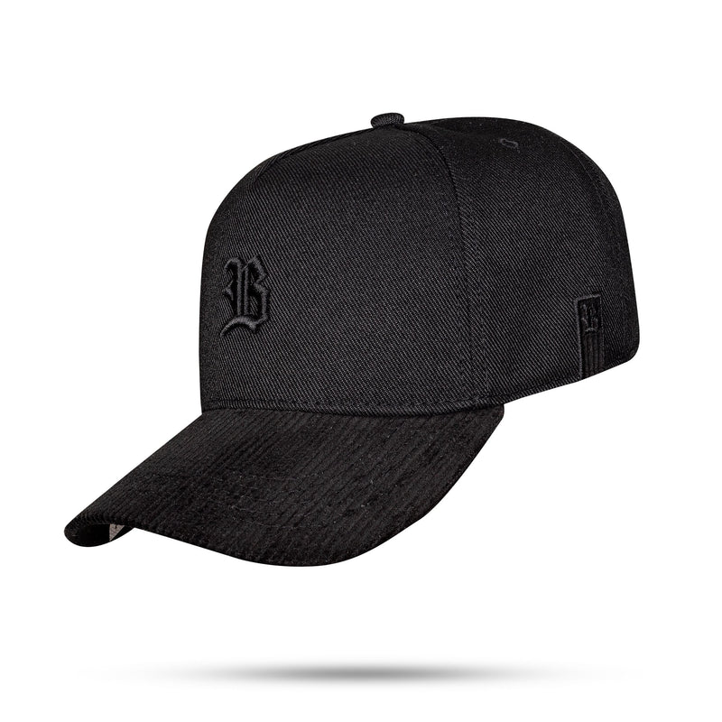 Boné Preto Snapback Aba Preto Cotelê