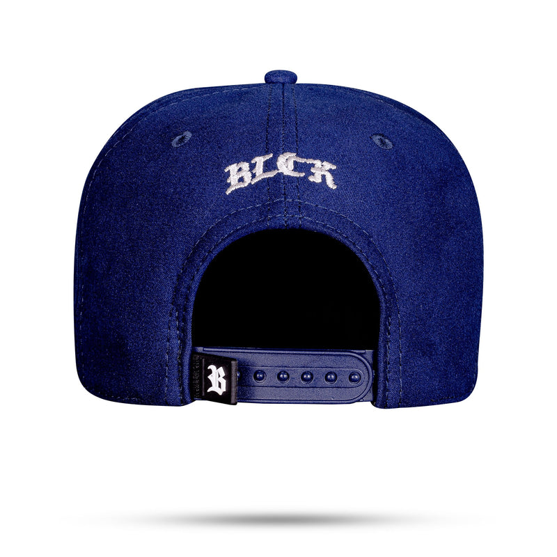 Boné Azul Marinho Snapback Suede Tag Preto