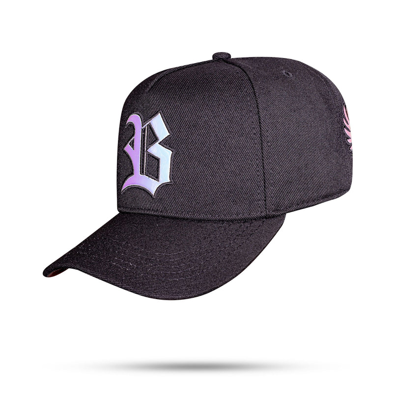 Boné Preto Snapback Wings Holográfico Prata