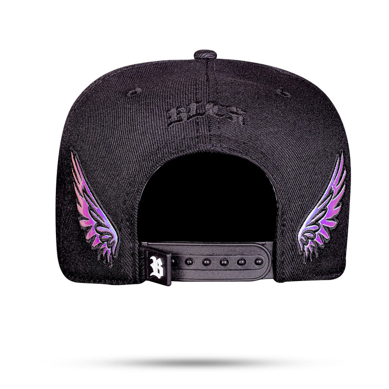 Boné Preto Snapback Wings Holográfico Prata