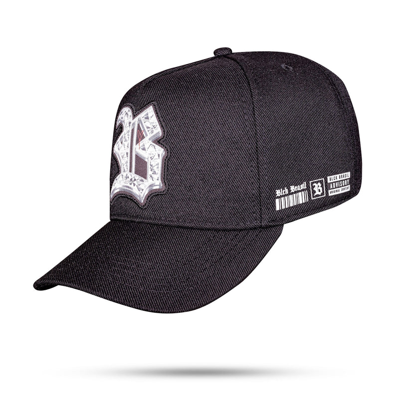 Boné Preto Snapback Diamonds Cinza