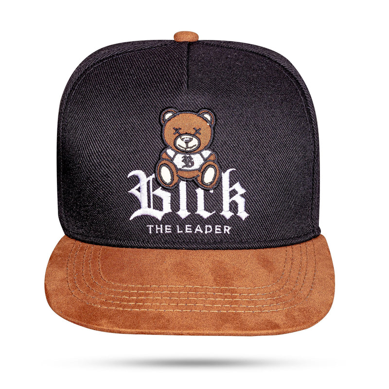 Boné Preto Aba Reta Snapback Bear Suede Preto Fosco