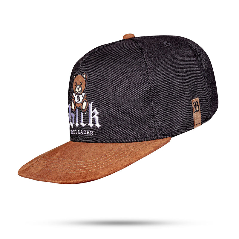 Boné Preto Aba Reta Snapback Bear Suede Preto Fosco