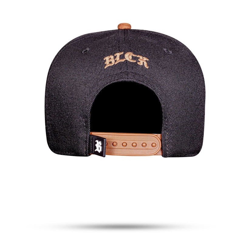 Boné Preto Aba Reta Snapback Bear Suede Preto Fosco