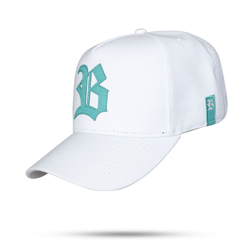 Boné Branco Strapback Logo Suede Turquesa