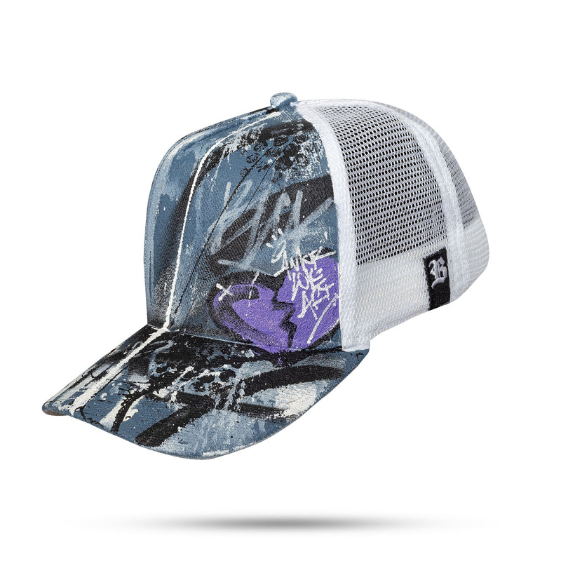 Boné Personalizado Kids - Snapback Trucker Branco - Heart Roxo - Blck Brasil