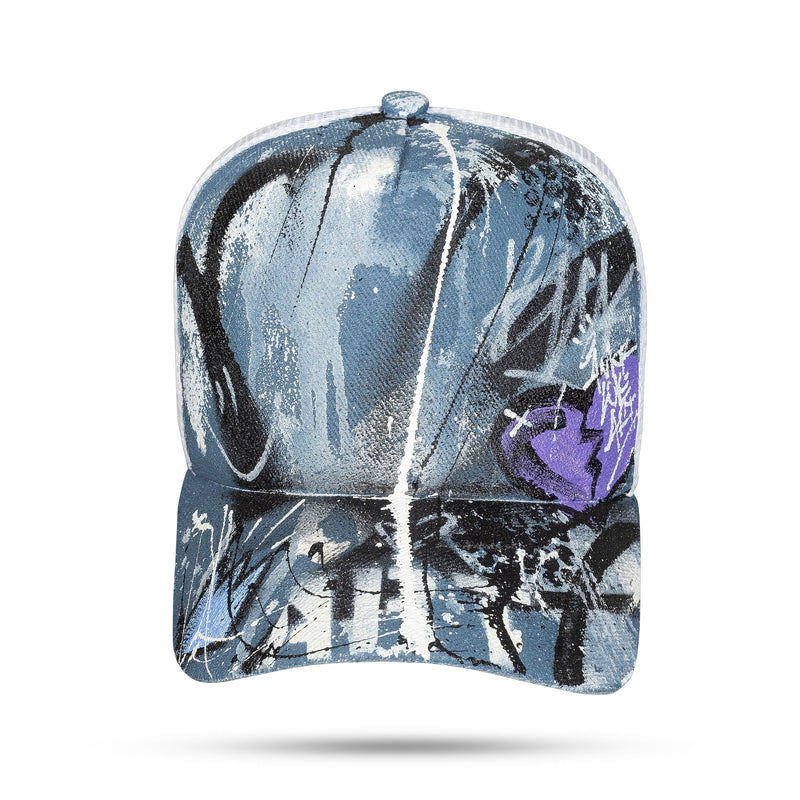 Boné Personalizado Kids - Snapback Trucker Branco - Heart Roxo - Blck Brasil