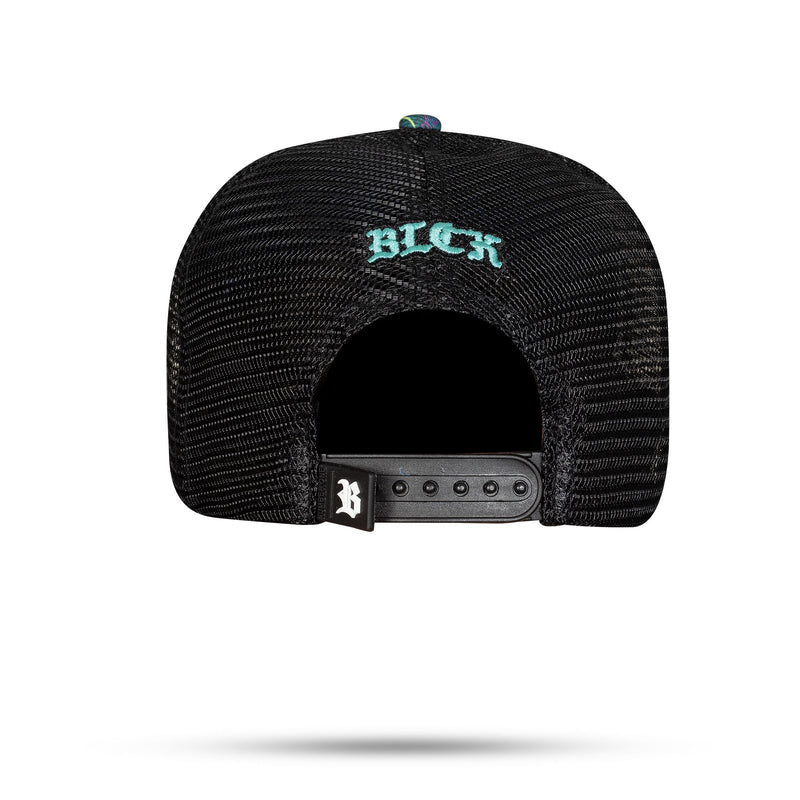 Boné Personalizado - Snapback Trucker Preto - Sublimado Icons Verde - Blck Brasil