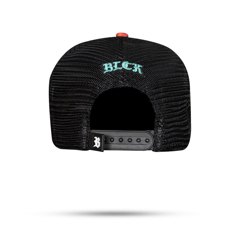 Boné Personalizado - Snapback Trucker Preto - Sublimado Icons Laranja - Blck Brasil