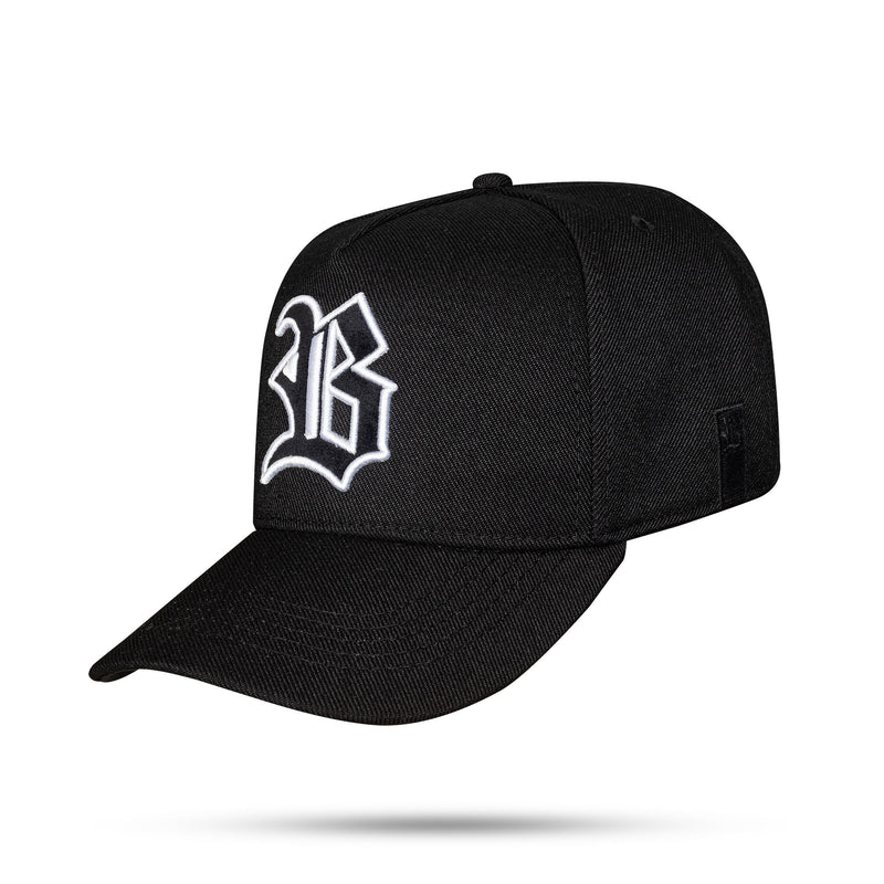 Boné Preto Snapback Contour Veludo Branco