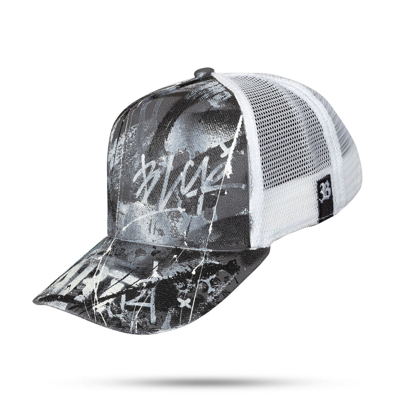 Boné Nathan Henrique - Snapback Trucker Branco - ART All Black 01 - Blck Brasil