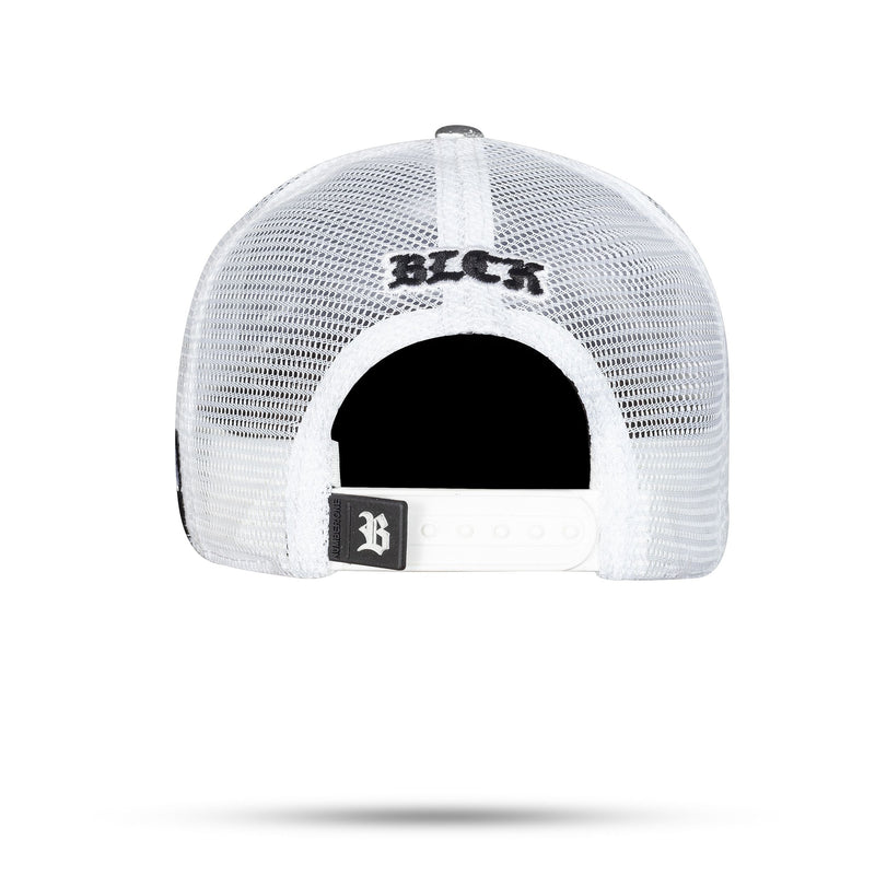 Boné Nathan Henrique - Snapback Trucker Branco - ART All Black 01 - Blck Brasil