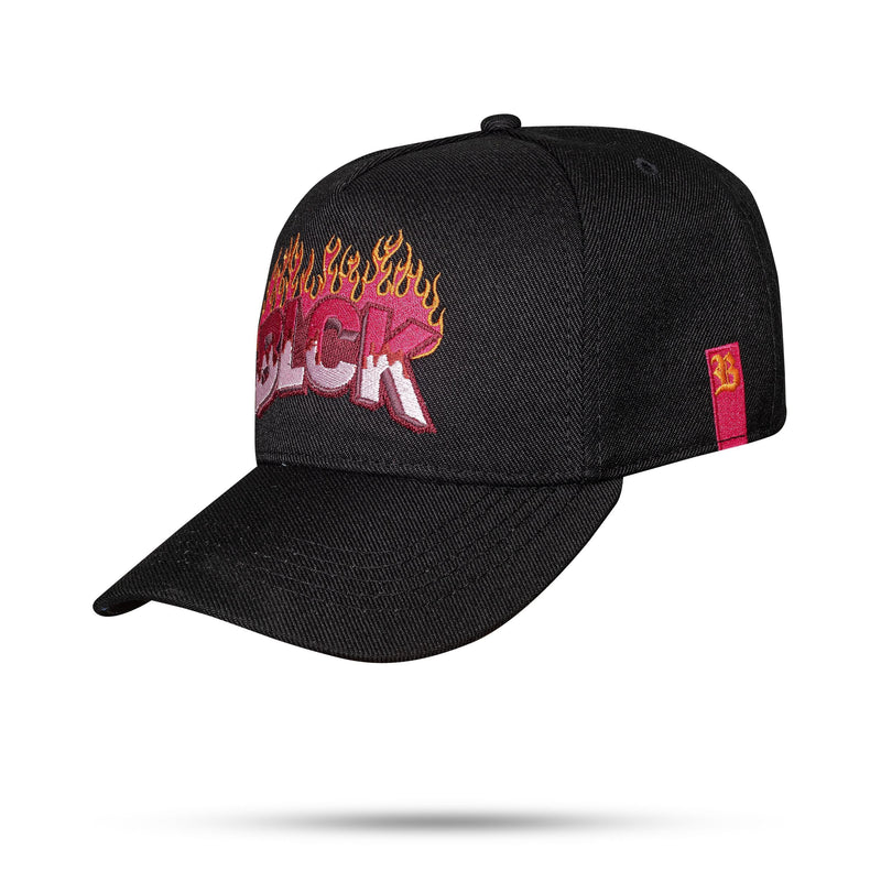 Boné Kids Preto Snapback Chamas Blck Pink