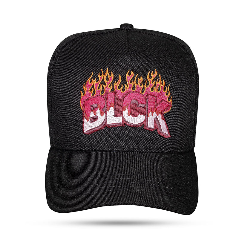 Boné Kids Preto Snapback Chamas Blck Pink