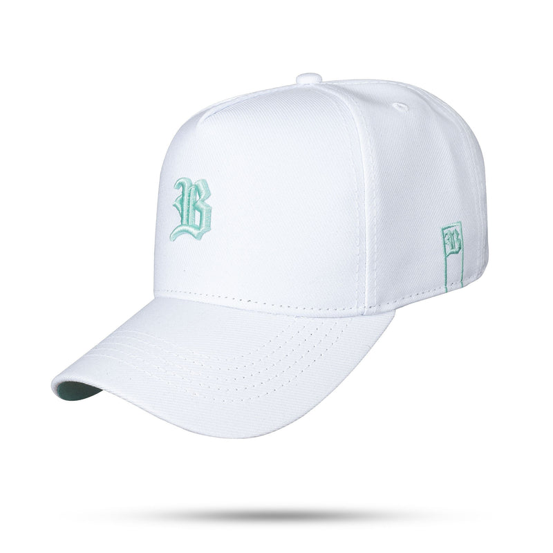 Boné Branco Snapback Basic Contra Aba Verde Água