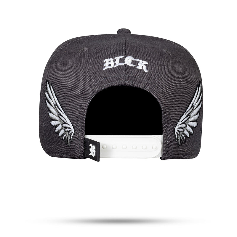 Boné Cinza Grafite Snapback New Wings