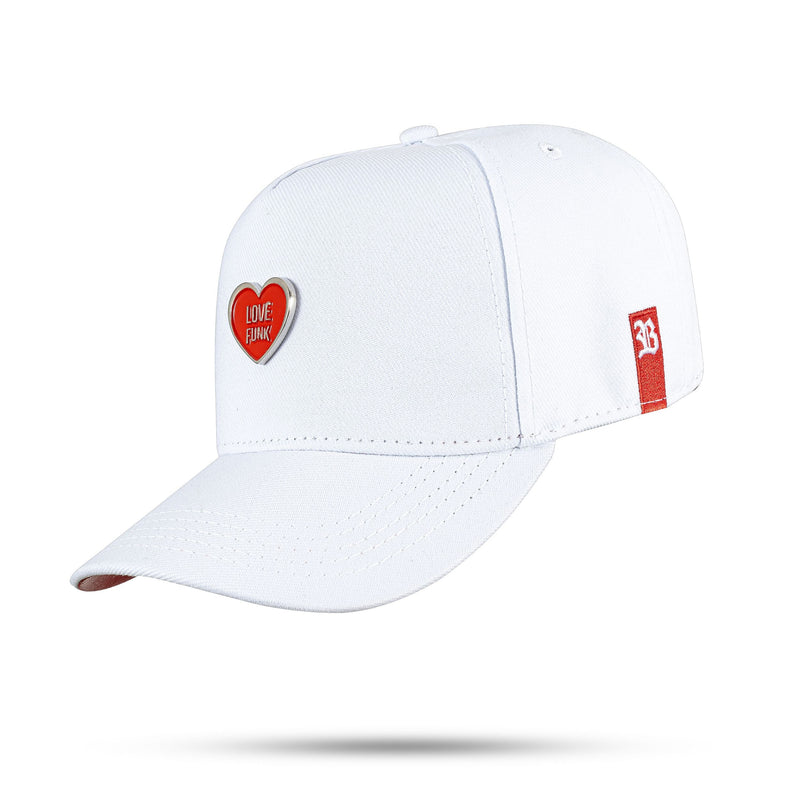 Boné Love Funk - Branco Metal Contra Aba Vermelha Snapback - Blck Brasil