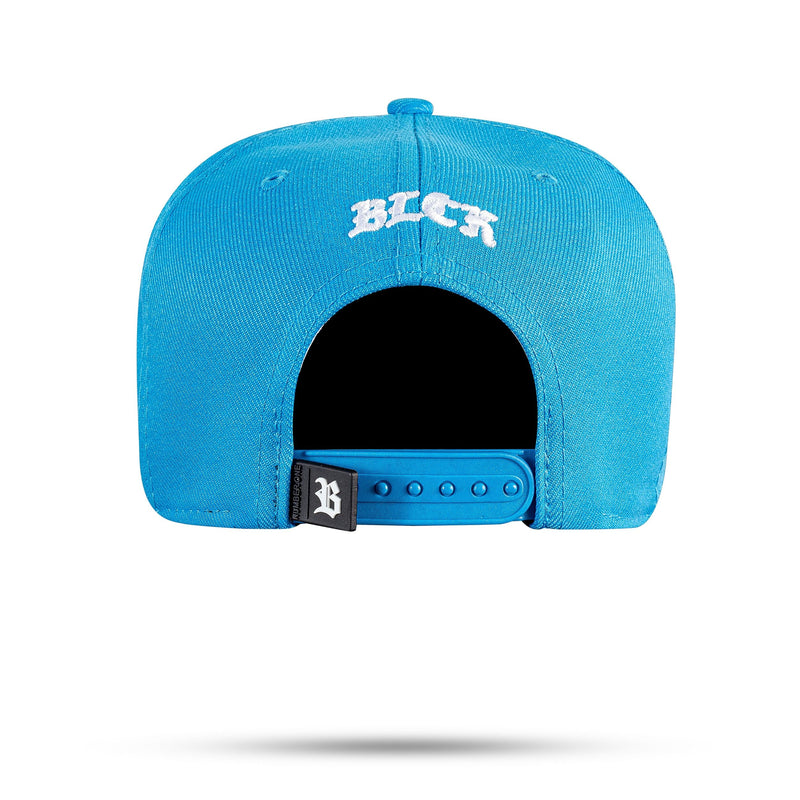 Boné Azul Celeste Snapback Logo Borracha