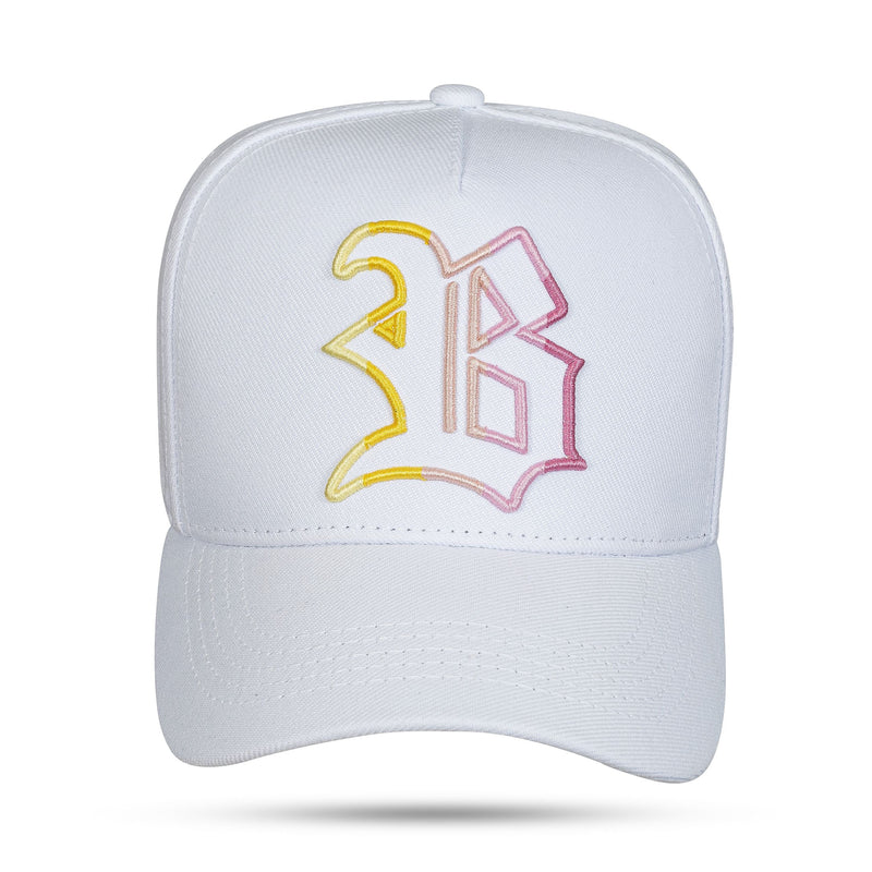 Boné Branco Strapback Logo Degradê Yellow/Pink