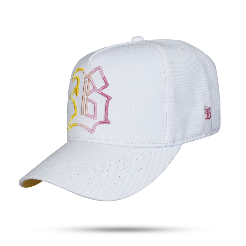 Boné Branco Strapback Logo Degradê Yellow/Pink