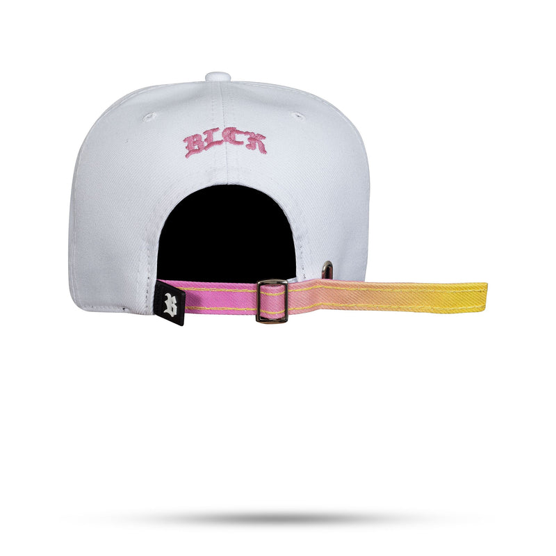 Boné Branco Strapback Logo Degradê Yellow/Pink