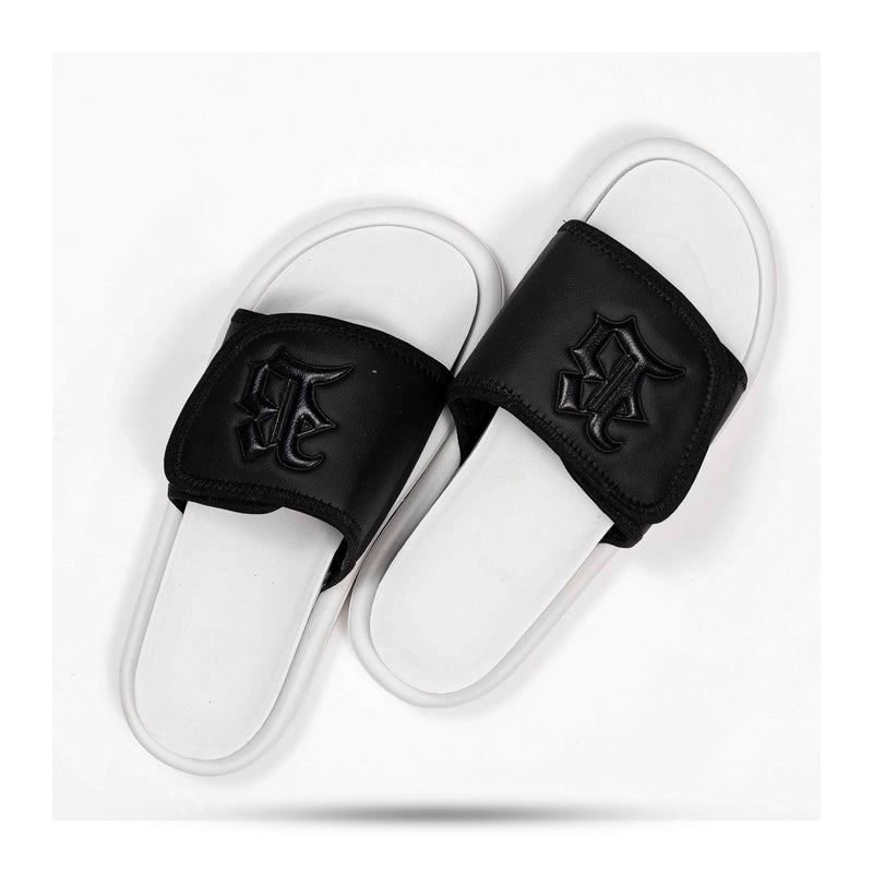 Chinelo Slide Branco Velcro Preto